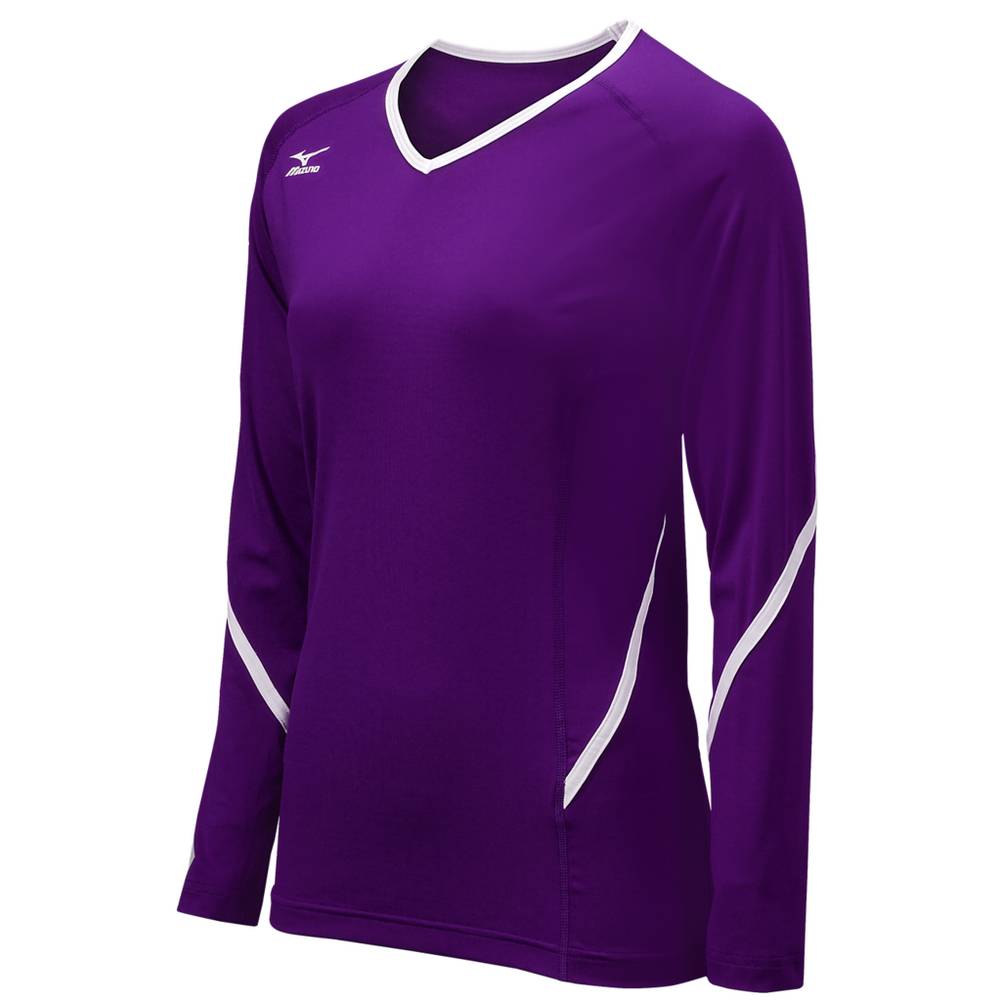 Mizuno Women's Techno Generation Long Sleeve Volleyball Jersey Purple/White (440399-FBA)